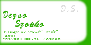 dezso szopko business card